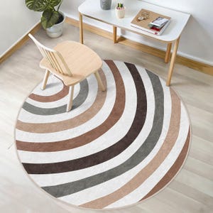 Abstrakter Kinderzimmer runder Teppich - Boho Regenbogen Kreis Teppich - Boho Kinderzimmer Oval Teppich - Boho Bunt waschbar rund Krabbeldecke