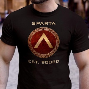Sparta T-Shirt Spartan Shield Greek Mythology Shirt Spartan Warrior Shirt History Buff Gift for Nerd Total War Tee Hoplite 100% Cotton