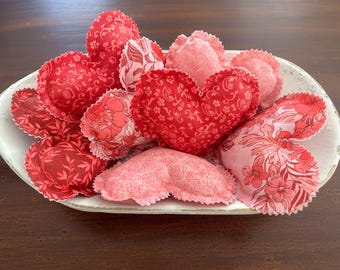 Stuffed Fabric Hearts - Bowl Filler - Tiered Tray Decor - Valentine Heart Pillows