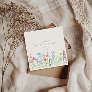 Carte fleur fête des mères, carte personnalisée fête des mères, carte pour la fête des mères, fête des mères maman, cartes pour elle, carte fête des mères pour grand-mère
