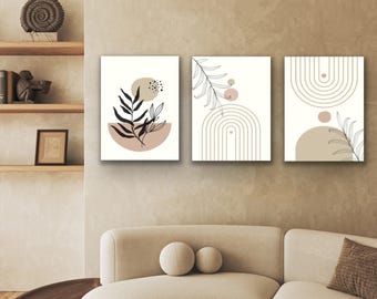 Essencenart© | Premium Poster Set | Abstract Line Art | 3 Pictures | Wall Pictures Living Room & Bedroom | Decorative Print Collage | Without Frame