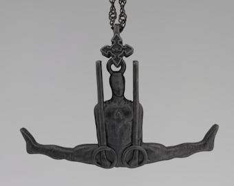 Handmade Oxidized Sterling Silver Gymnastics Pendant – Strength Jewelry Gift