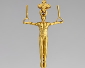 Gold-Plated Gymnastics Pendant – 925 Silver Athlete Necklace