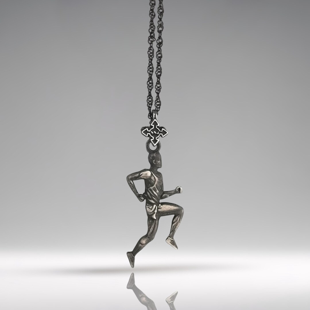 Vintage Style Sterling Silver Running Pendant – Handmade Sports Jewelry ...