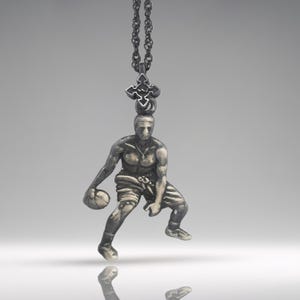 Handmade Vintage Style Basketball Pendant – Sterling Silver Sports Jewelry