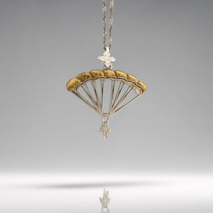 Skydiving Jewelry Pendant for Men and Women – 925 Silver with Partial Gold Plating Gift – Handmade Sports Charm – Necklace