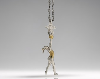 Rhythmic Gymnastics Pendant – Sterling Silver, Gold Plated Ball Charm