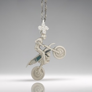 Motocross Jewelry for Men – Classic 925 Silver Sports Pendant – Gift for MX Riders, Racers, or Motorsport Fans Necklace
