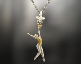 Rhythmic Gymnastics Pendant – Sterling Silver, Gold-Plated Ball Charm
