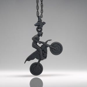 Motocross Jewelry Pendant for Men – Black Oxidized 925 Silver Sports Jewelry – Gift for Riders, MX Racers or Extreme Sports Fans Necklace