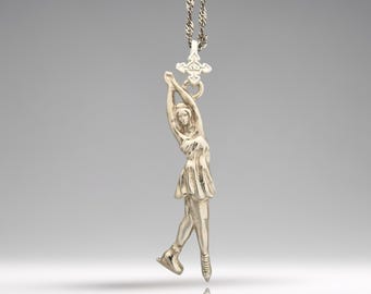Sterling Silver Figure Skating Pendant - Handmade Sports Charm