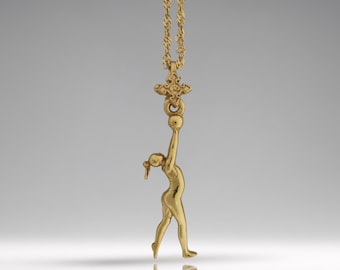 Gold-Plated Rhythmic Gymnastics Pendant – Sterling Silver Sport Charm