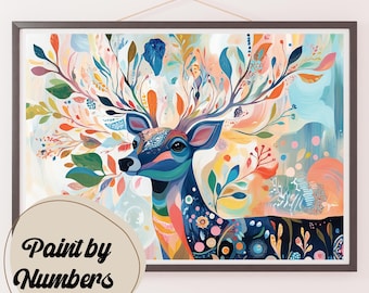 Enchanted Whimsy Paint by Numbers Kit: Deer with Colorful Foliage