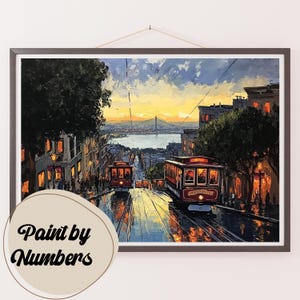 Kit de pintura por números para adultos: Atardecer en San Francisco, pintura DIY, pintura artística para decoración, ideas para regalos, decoración de pared hecha en casa