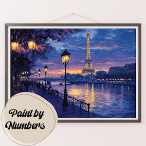 Paint by Numbers Kit for Adults: Evening in Paris, DIY Painting, Painting Art for Decor, Gift Ideas, Home Wall Art Decor