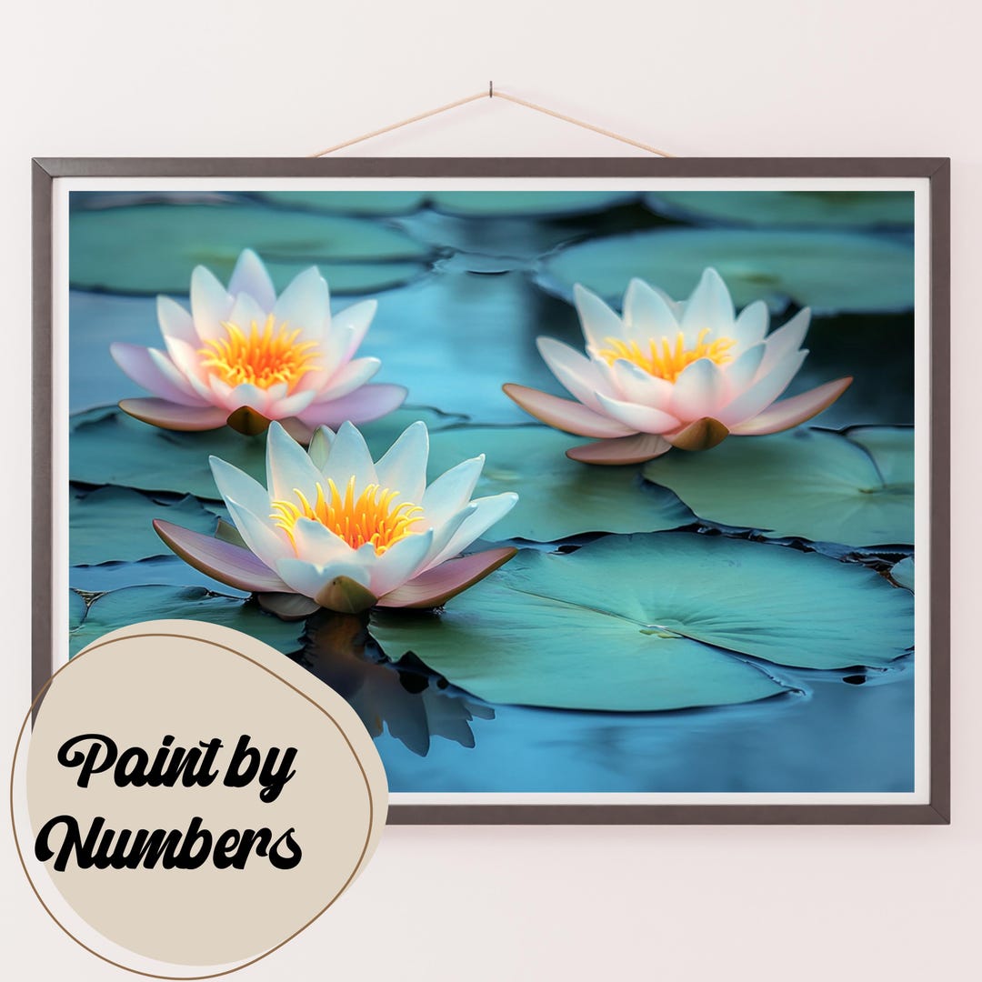 Water Lilies Paint by Numbers Kit: DIY Acrylic Painting for Adults - Etsy