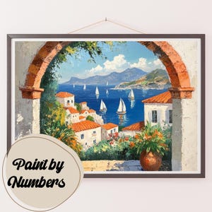 Paint by Numbers Kit: Mediterranean Bliss, DIY Painting, Acrylic Kit for Adults, Gift Ideas, DIY Adult Kits, Handmade Art Decor