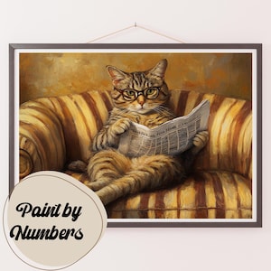 Kit de pintura por números para adultos: felino sofisticado, pintura DIY, arte de pintura para decoración, ideas de regalo, decoración de pared hecha en casa