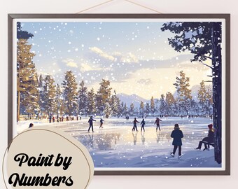 Kit winterschaatsers verf op nummer: doe-het-zelf muurkunst thuis