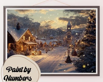 Enchanted Christmas Village Paint by Numbers Kit: Holiday DIY Decor