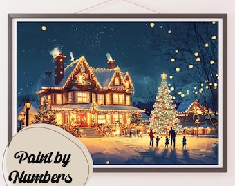 Christmas Glow Paint by Numbers Kit: Holiday Home DIY Painting