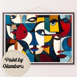 Kit de pintura por números para adultos: rostros de la imaginación, pintura DIY, arte de pintura para decoración, ideas de regalo, decoración de pared hecha en casa