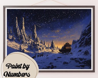Starry Christmas Ride Paint by Numbers Kit: Holiday DIY Wall Art