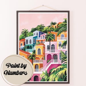 Kit di pittura con i numeri: tonalità tropicali, pittura fai da te, kit acrilico per adulti, idee regalo, kit fai da te per adulti, decorazioni artistiche fatte a mano
