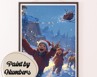 Magical Christmas Eve Paint by Numbers Kit: Winter Village DIY Painting