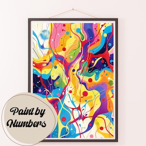 Paint by Numbers Kit for Adults: Electric Currents of Color, DIY Painting, Painting Art for Wall Decor, Gift Ideas, Homemade Wall Art Decor