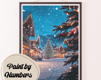 Winter Village Paint by Numbers Kit: Holiday Home Decor