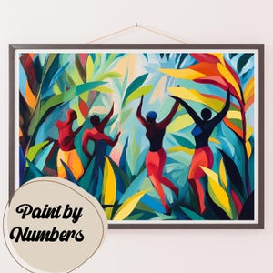 Kit de pintura por números para adultos: Bailando en los trópicos, pintura DIY, arte de pintura para decoración, ideas de regalo, decoración de pared hecha en casa