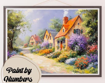 Kit met verf op nummer Cottage Garden: doe-het-zelf muurkunst thuis