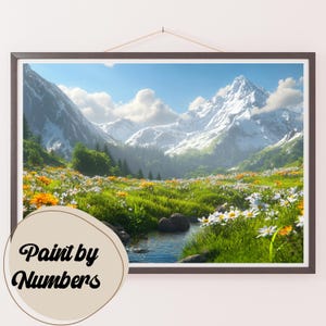 Kit de pintura por números para adultos: Floración alpina, pintura DIY, arte de pintura para decoración, ideas de regalo, decoración de pared para el hogar