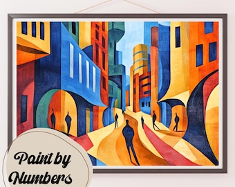 Kit de pintura City Lights Dream por números: Arte urbana abstrata