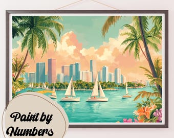 Tropical Skyline Paint by Numbers Kit: DIY Wall Art Decor