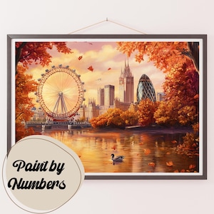 Kit de pintura por números para adultos: Otoño en Londres, pintura DIY, pintura artística para decoración, ideas para regalos, decoración de pared hecha en casa