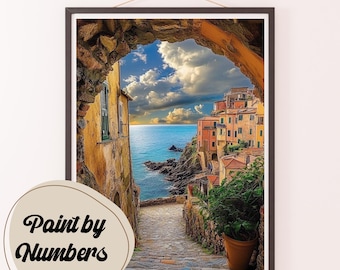 Mediterranean Archway Paint by Numbers Kit: Coastal DIY Painting