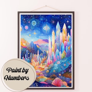 Paint by Numbers Kit for Adults: Celestial Crystals, DIY Painting, Painting Art for Decor, Gift Ideas, Homemade Wall Art Decor