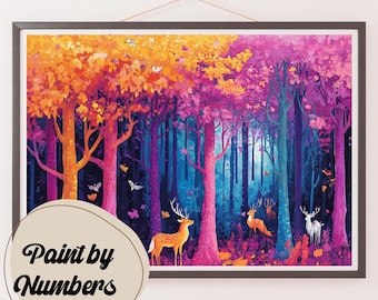 Enchanted Deer Forest Paint by Numbers Kit: DIY Home Wall Art