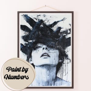 Paint by Numbers Kit for Adults: Raven&#39;s Requiem, DIY Painting, Painting Art for Decor, Gift Ideas, Homemade Wall Art Decor