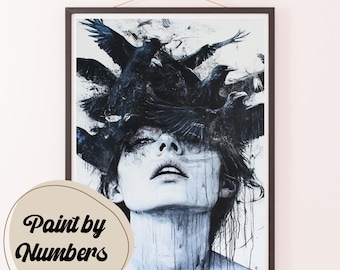 Raven's Requiem Paint by Numbers Kit: Dark Art DIY Painting