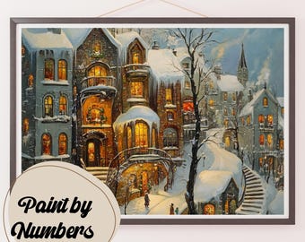 Winter Village Paint by Numbers Kit: Snowy Night DIY Painting