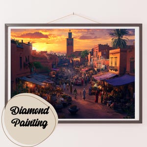 Kit di pittura a diamante: mercato marocchino, arte con gemme per adulti e bambini, idee regalo, decorazioni artistiche fatte in casa, hobby rilassante