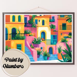 Kit di pittura con i numeri: Mediterranean Glow, pittura fai da te, kit acrilico per adulti, idee regalo, kit fai da te per adulti, decorazioni artistiche fatte a mano