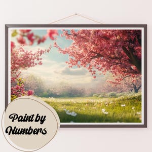 Kit de pintura por números para adultos: Prado en flor, pintura DIY, arte de pintura para decoración, ideas de regalo, decoración de pared para el hogar