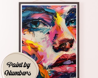 Set met abstracte portretverf op nummer: doe-het-zelf acrylschilderij