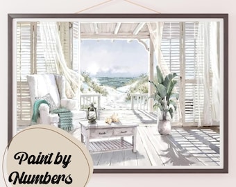 Coastal Retreat Paint by Numbers Kit: Seaside Veranda DIY Painting
