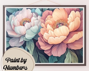 Peony Paint by Numbers Kit: Elegance in Bloom, DIY Acrylic Painting