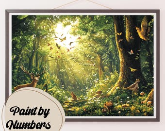 Enchanted Forest Paint by Numbers Kit: Wildlife Scene